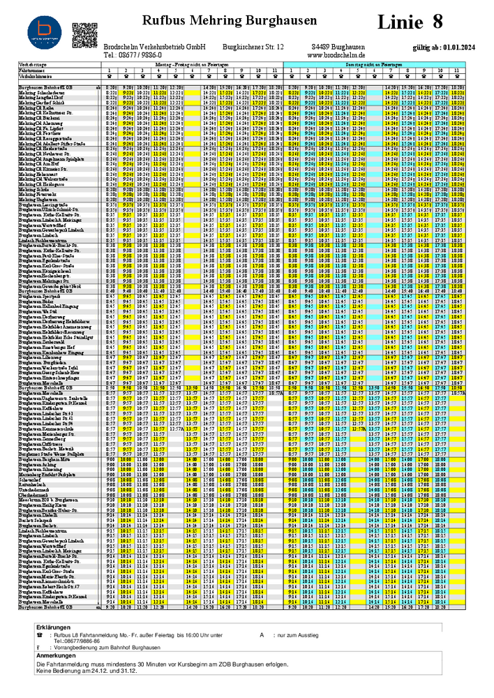 neuer Rufbus Fahrplan Linie 8